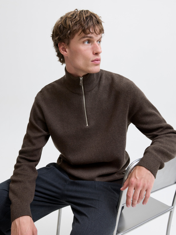 JJMILANO STITCH KNIT HALF ZIP SN - Image 3