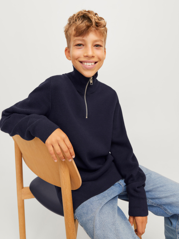 JPRBLAMILANO STITCH KNIT HALF ZIP JNR - Image 3
