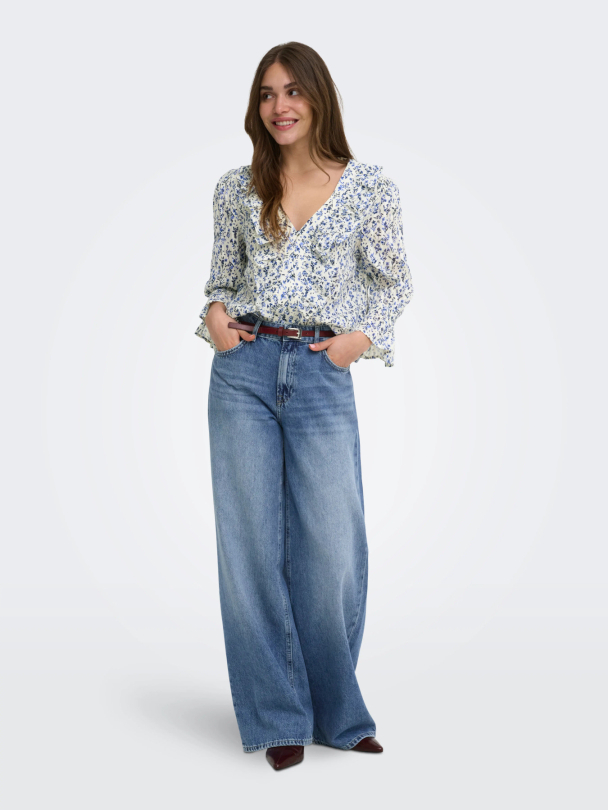ONLCORALIE 3/4 FRILL TOP WVN EX - Image 5