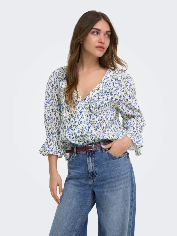 ONLCORALIE 3/4 FRILL TOP WVN EX - Image 6