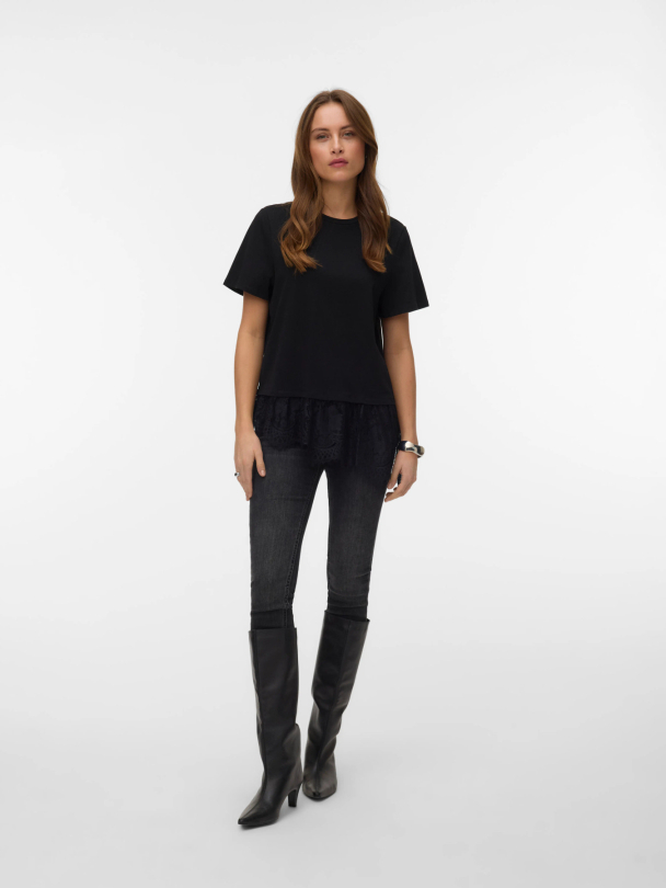 VMBRIT SS O-NECK LACE T-SHIRT JRS - Image 3