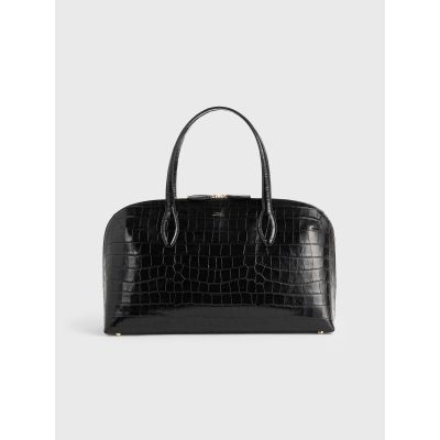 Medium Croco-Embossed Day Tote Black
