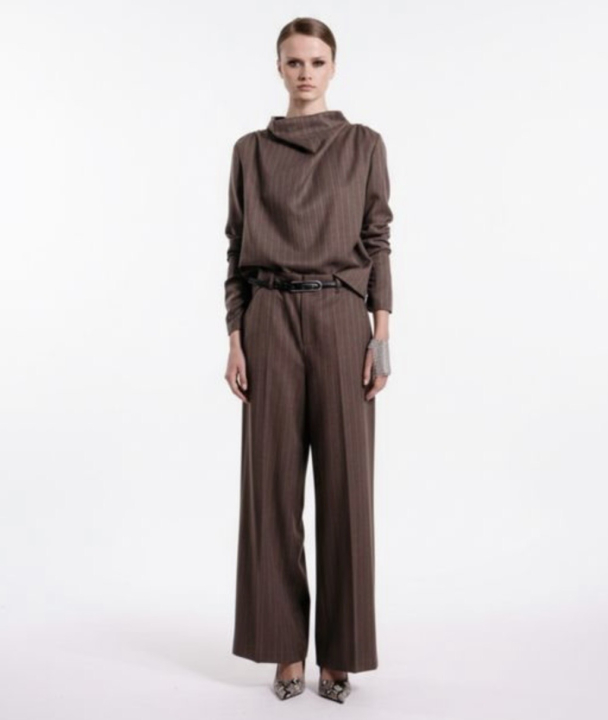 Reign Tailored Structured Pants - Mole Stripe 