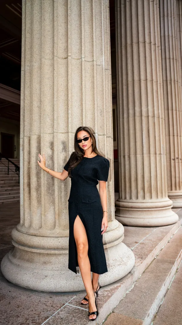 Stassie Midi Dress - Black  - Image 1