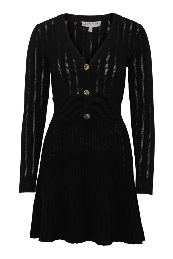 Connie Knitted Mini Dress - Black  - Image 1