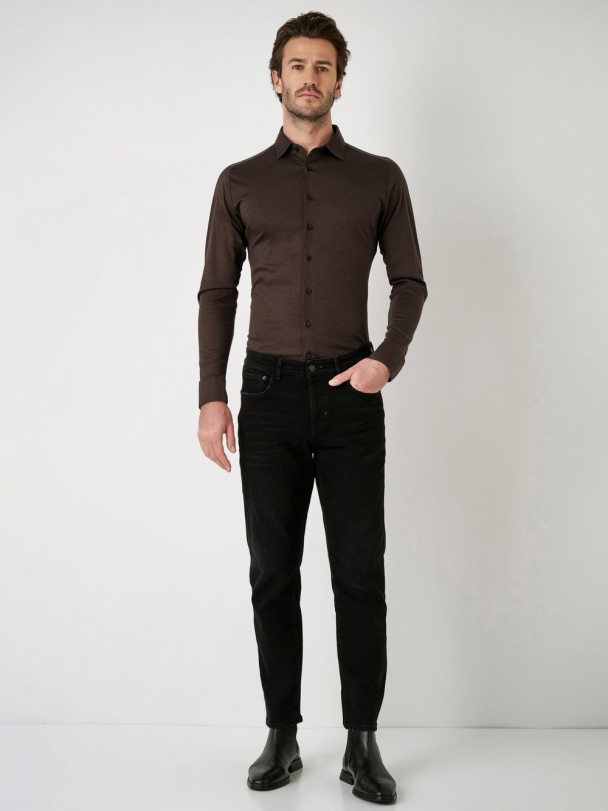 Casual Kent skjorte, mørkebrun - Image 3