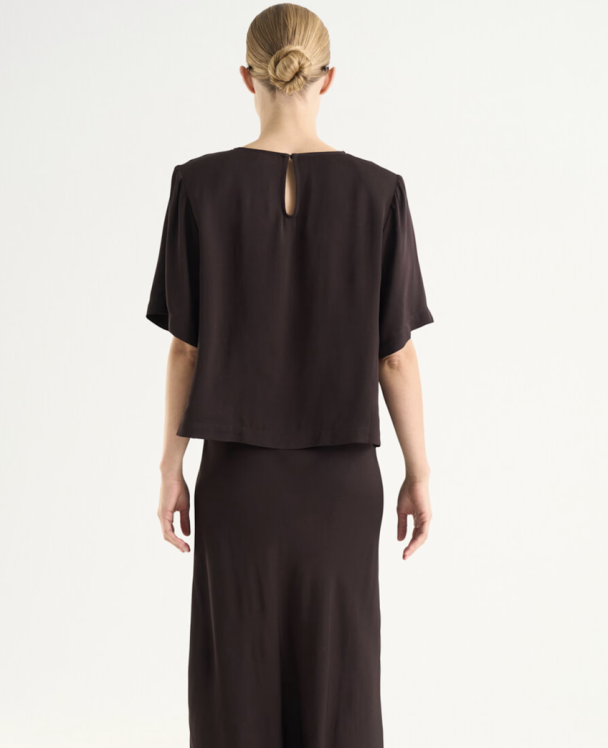 Leonie Satin Tee - Mocha Brown   - Image 3