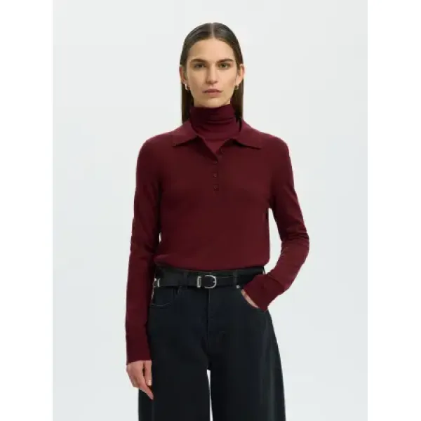 Thea Knit Wool Collar Neck Tawny