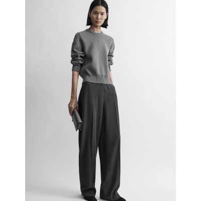 High-Waist Trousers Washed Black