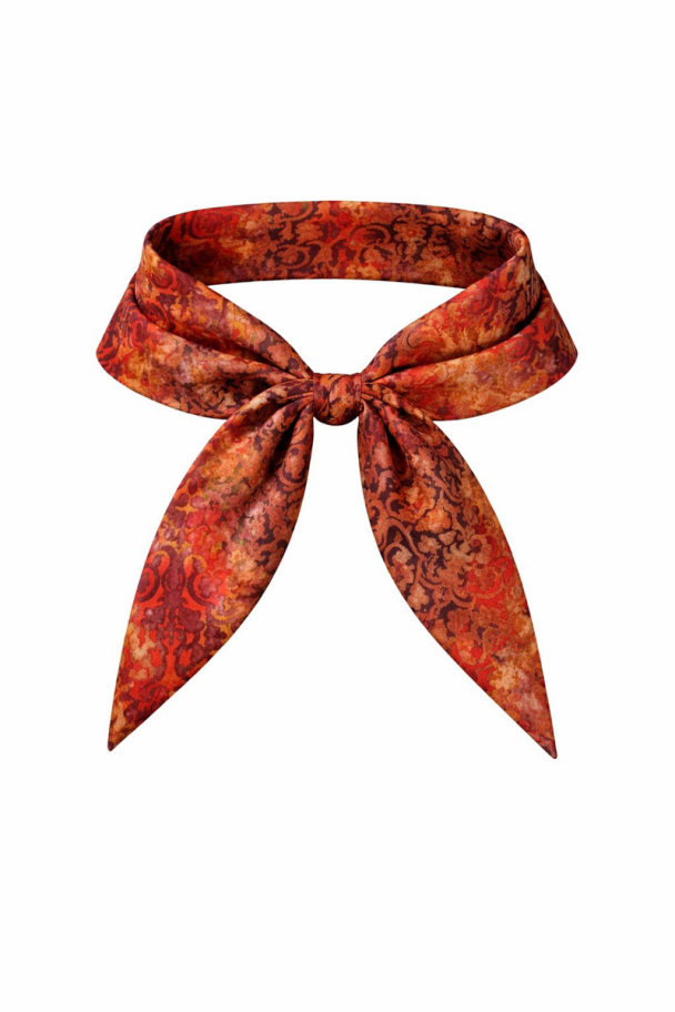 BOHÉME Skjerf SILKE Oransje ornament 50x50 Z10374