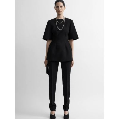 Sculptural Scuba Top Black
