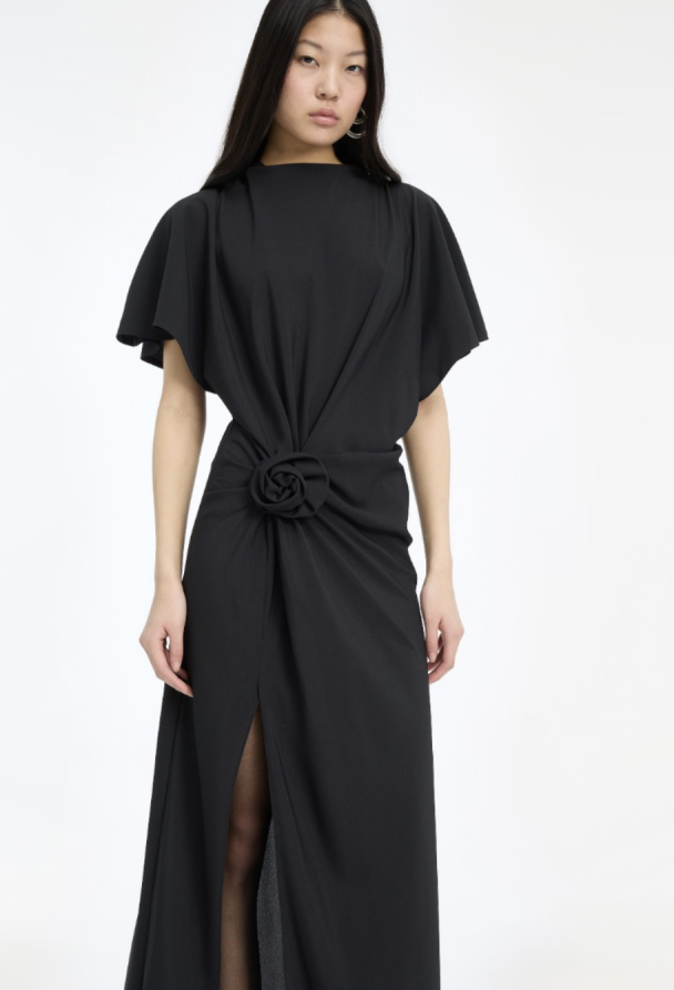 Maxi Slit Dress - Black - Image 3