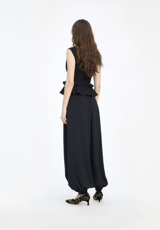 V-neck Flower Top - Black  - Image 3