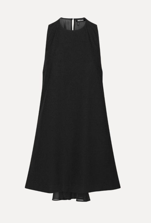 Crepe Mini A-line Dress - Black  - Image 4