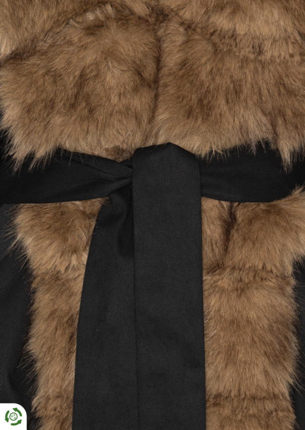 Faux Fur Collar Jacket - Black  - Image 4