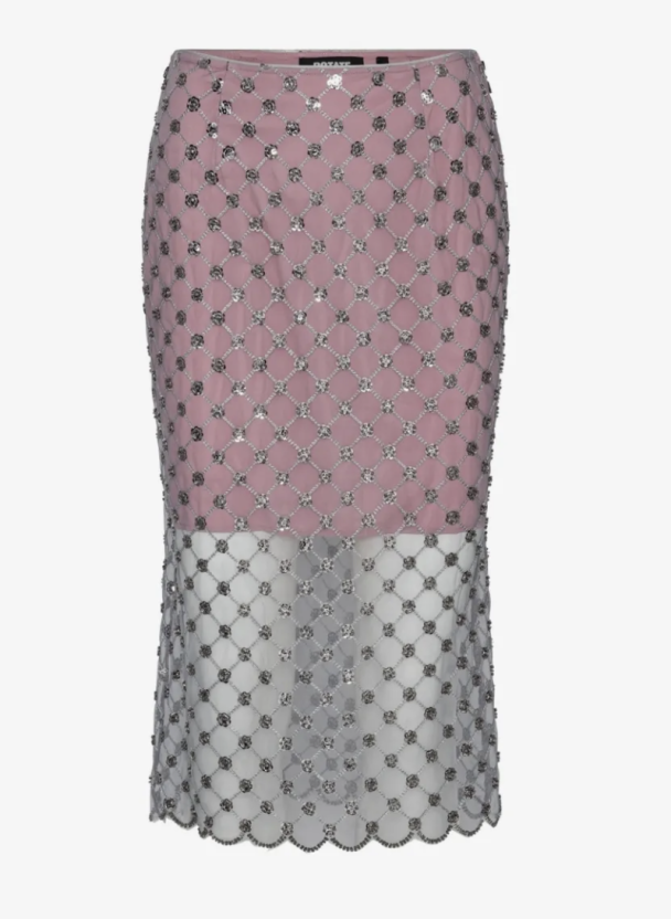 Flower Sequins Midi Skirt - Silver Comb  - Image 1