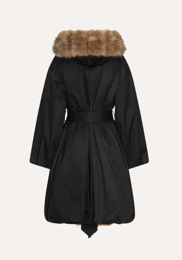 Faux Fur Collar Coat - Black  - Image 5