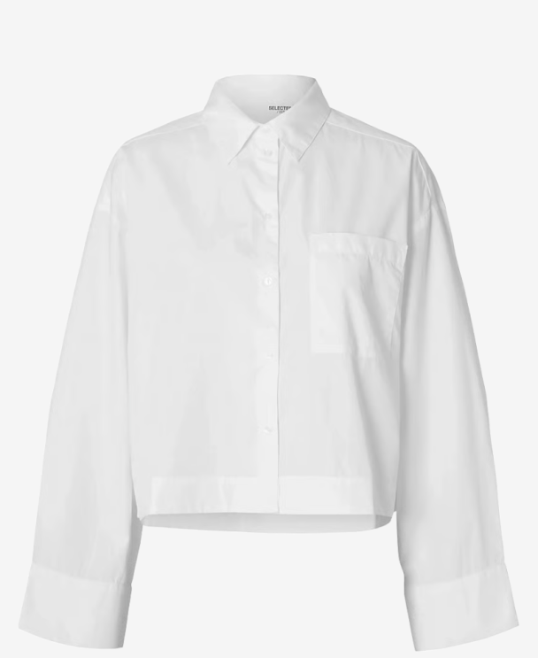 Dannie Cropped Boxy Shirt - Bright White 