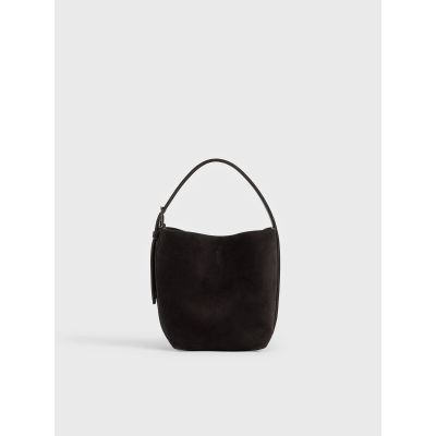 Small Belted Suede Tote Espresso