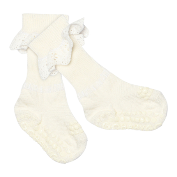Non-Slip Socks Bamboo Lace - Snow White