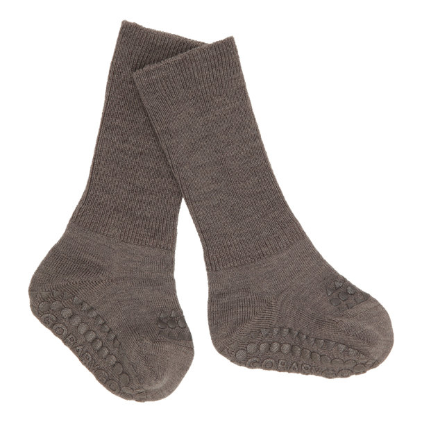 Non-Slip Socks Merino Wool - Brown Melange - Image 2