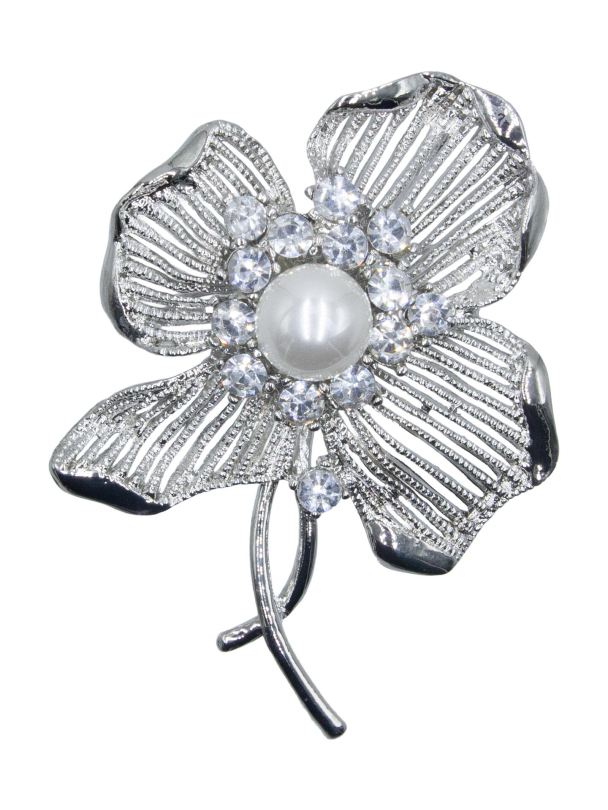 INTEX Brosje blomst med perle SØLV 077009 - Image 1