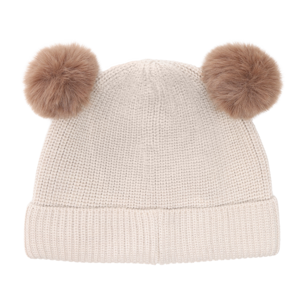 Beanie Wool Knit Pompoms - Sand Melange - Image 2