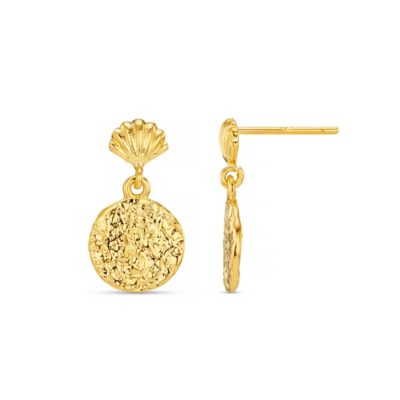 Mini Shell & Molten Coin Earrings