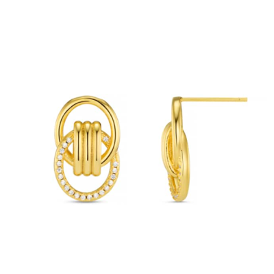 Fine Interlocking Pave Stud Earrings