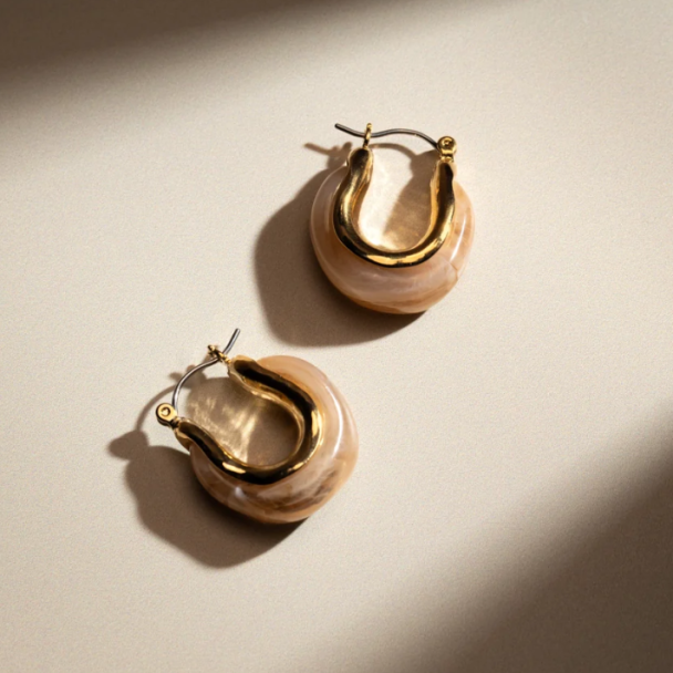 Resin & Molten Detail Hoop Earrings - Image 3