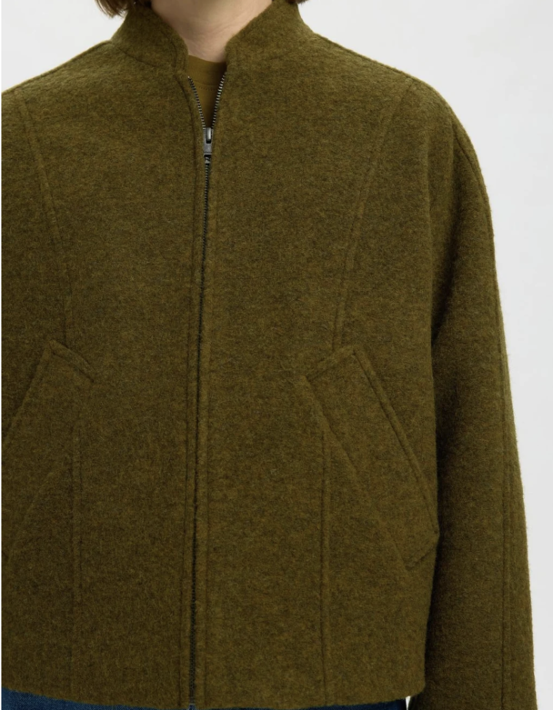 Jacqueline Wool Blend Jacket - Fig Green - Image 3