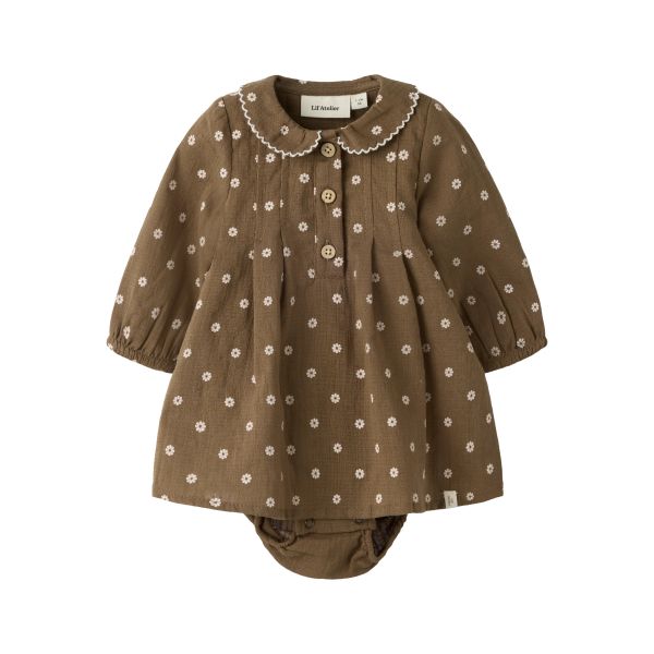 Hulla Loose Body Dress,  Teak - Lil' Atelier