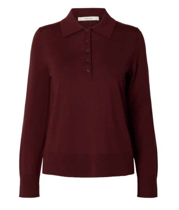Thea Knit Merino Collar Neck - Tawny Port  