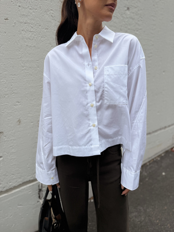 Dannie Cropped Boxy Shirt - Bright White  - Image 1