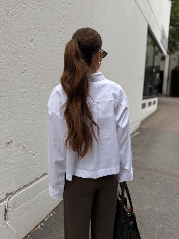 Dannie Cropped Boxy Shirt - Bright White  - Image 3