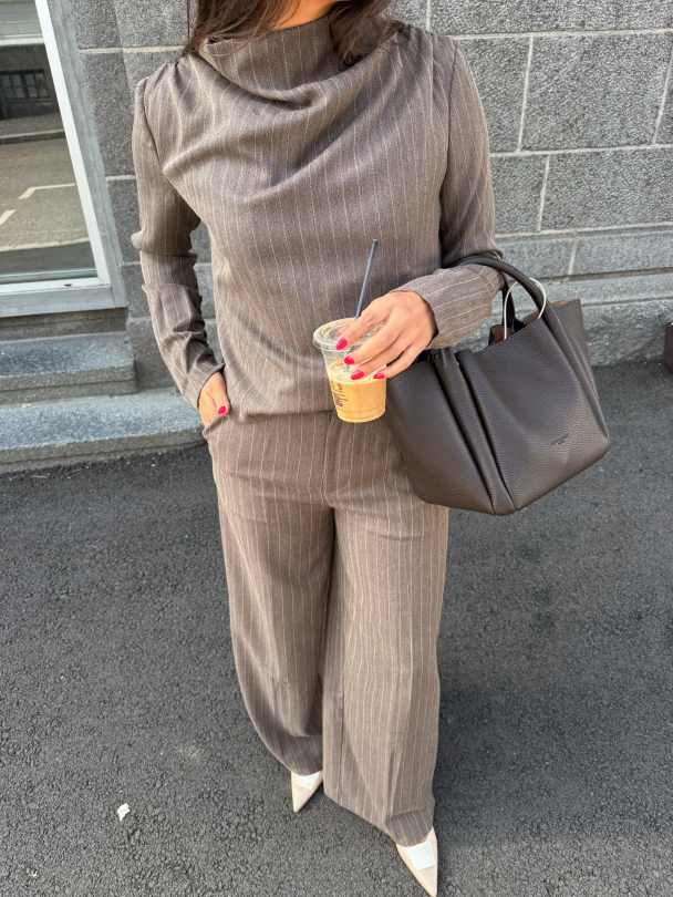 Reign Tailored Structured Pants - Mole Stripe  - Image 2