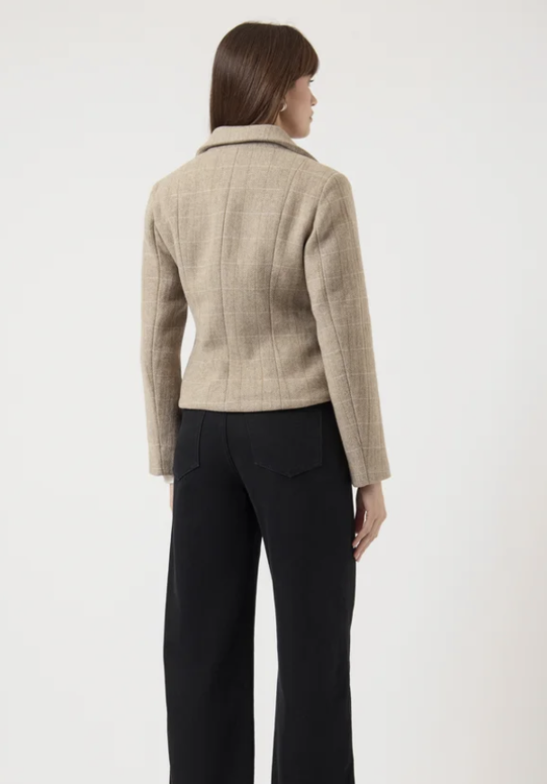 Thela Wool Blend Short Jacket - Taupe Gray  - Image 4