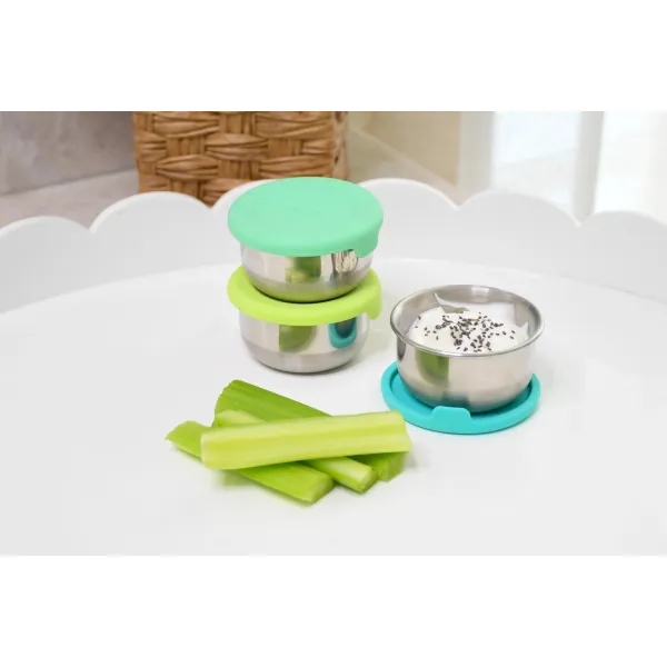 3 pk Mini st&aring;l bokser med silikonlokk
