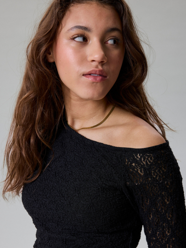 NLFROSANI LACE LS RUCHED TOP - Image 2
