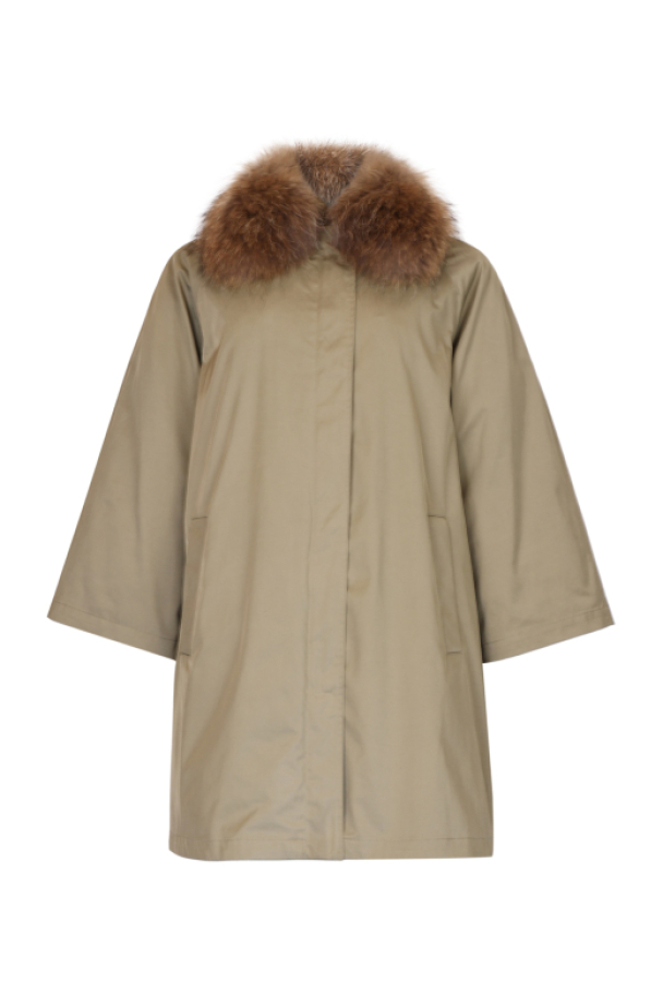 Padded A-line Parkas - Camel - Image 3