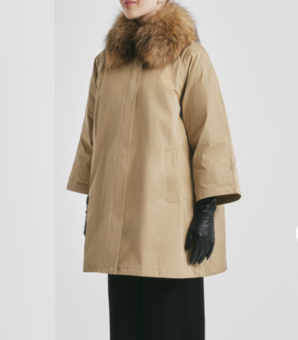 Padded A-line Parkas - Camel - Image 1