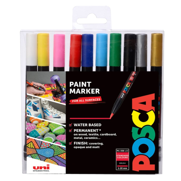 Uni POSCA PCF-350 - Brush tip 1-10mm - Sett Standard 10stk