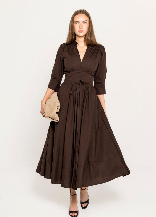 Maria Dress - Chocolate Poplin - Image 1