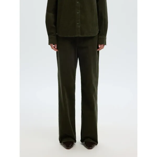 Wide Runa Green Corduroy Pant