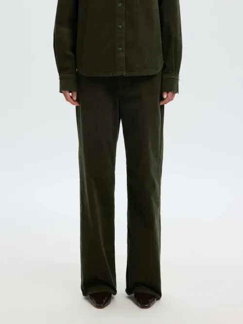 Wide Runa Green Corduroy Pant