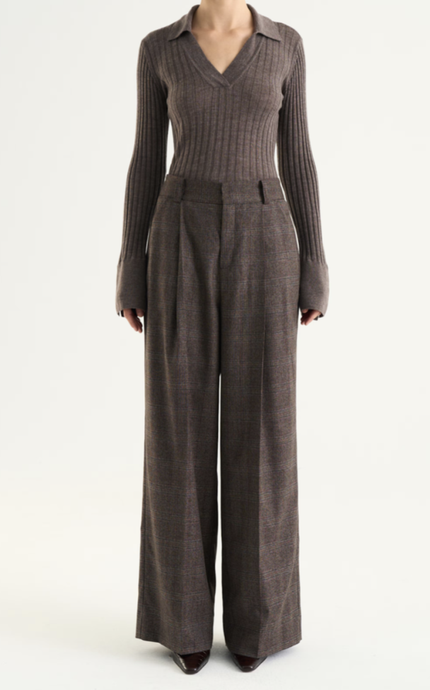 Maelle Trousers - Brown Check - Image 1