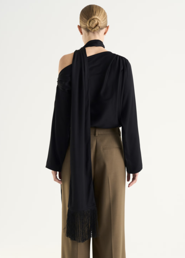 Victoria Satin Blouse - Black  - Image 2