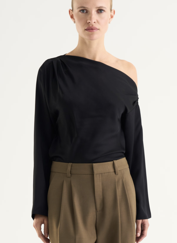 Victoria Satin Blouse - Black  - Image 3