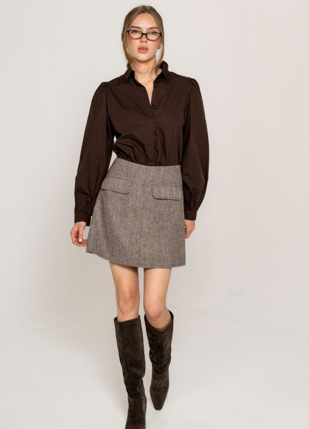 Erika Shirt - Chocolate Poplin - Image 1