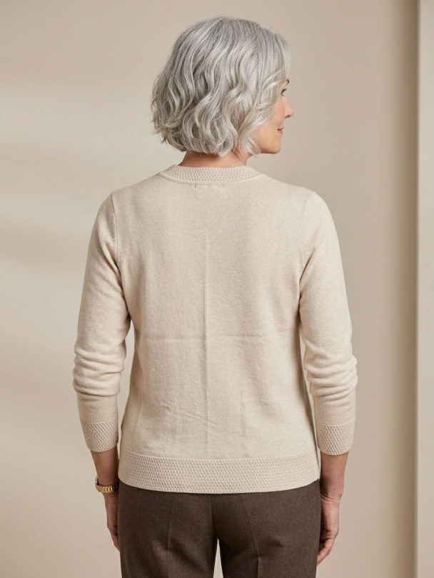 Cardigan m/rund hals 60020 Beige - Image 2